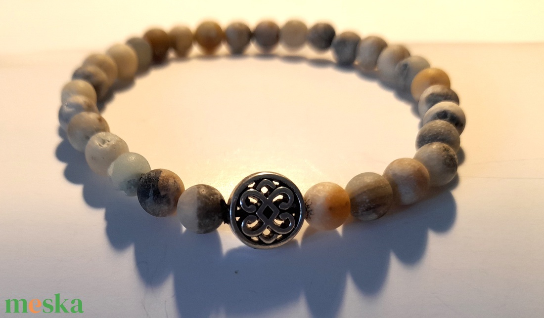 Amazonit ásvány karkötő kelta mintás köztes gyönggyel - ékszer - karkötő - gyöngyös karkötő - Meska.hu