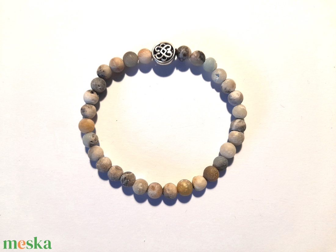 Amazonit ásvány karkötő kelta mintás köztes gyönggyel - ékszer - karkötő - gyöngyös karkötő - Meska.hu