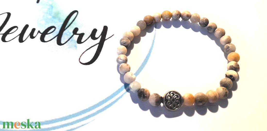 Amazonit ásvány karkötő szett Amazonit szívvel és kelta mintás köztes gyönggyel / páros karkötő - ékszer - karkötő - gyöngyös karkötő - Meska.hu