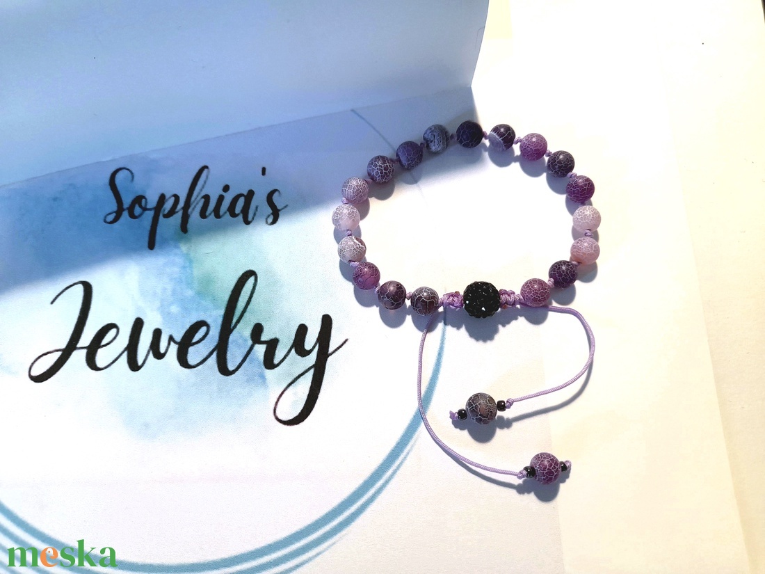 Lila Achát mala karkötő / 18 szemes mala ásványkarkötő - ékszer - karkötő - gyöngyös karkötő - Meska.hu
