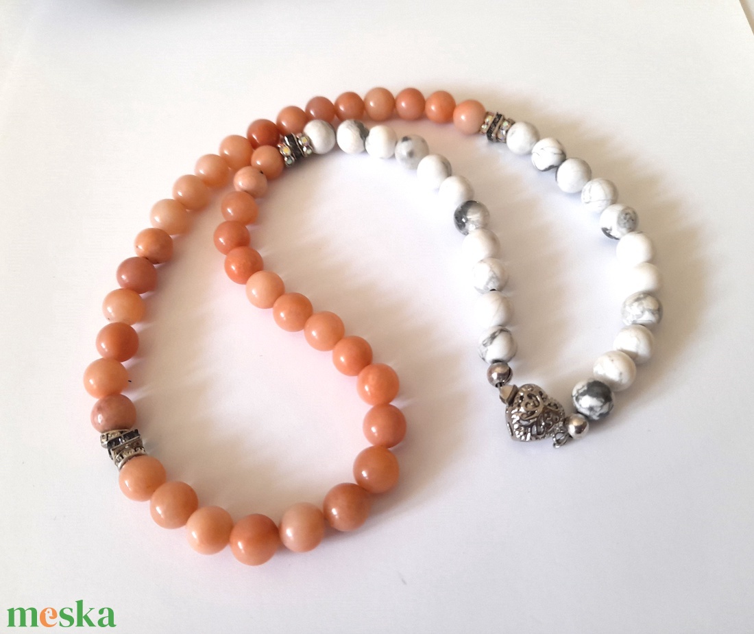 Howlit - Pink Aventurin ásvány nyaklánc / Görög stílusú nyaklánc - ékszer - nyaklánc - gyöngyös nyaklánc - Meska.hu