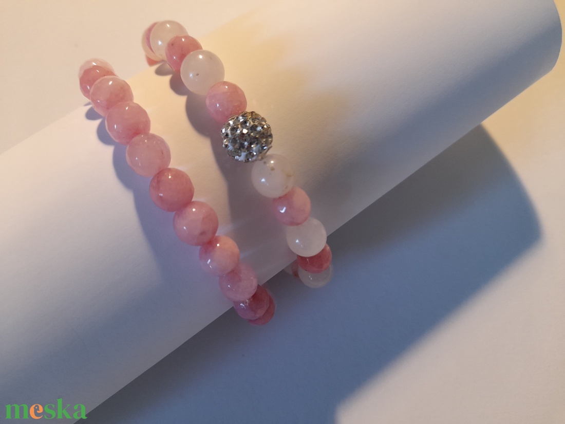 Női erő karkötő szett / Rózsakvarc - Pink Jade páros kakötő - ékszer - karkötő - gyöngyös karkötő - Meska.hu Női erő karkötő szett / Rózsakvarc - Pink Jade páros kakötő - ékszer - karkötő - gyöngyös karkötő - Meska.hu
