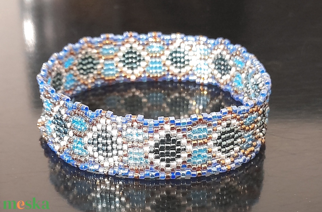 Korfu 1 - peyote karkötő - ékszer - karkötő - karperec - Meska.hu