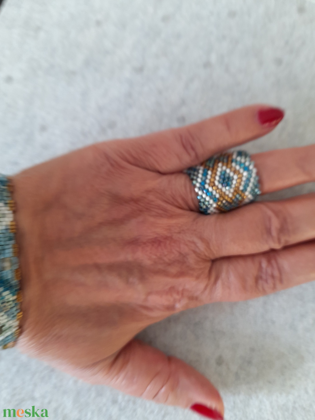 Korfu gyűrű - ékszer - gyűrű - gyöngyös gyűrű - Meska.hu