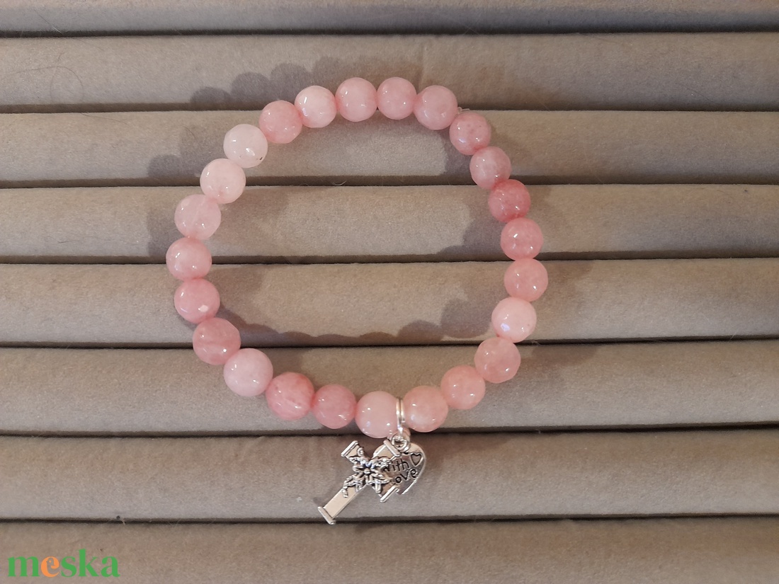 Pink Jade rózsafüzér karkötő 2 - otthon & életmód - vallás - lánc & füzér - Meska.hu
