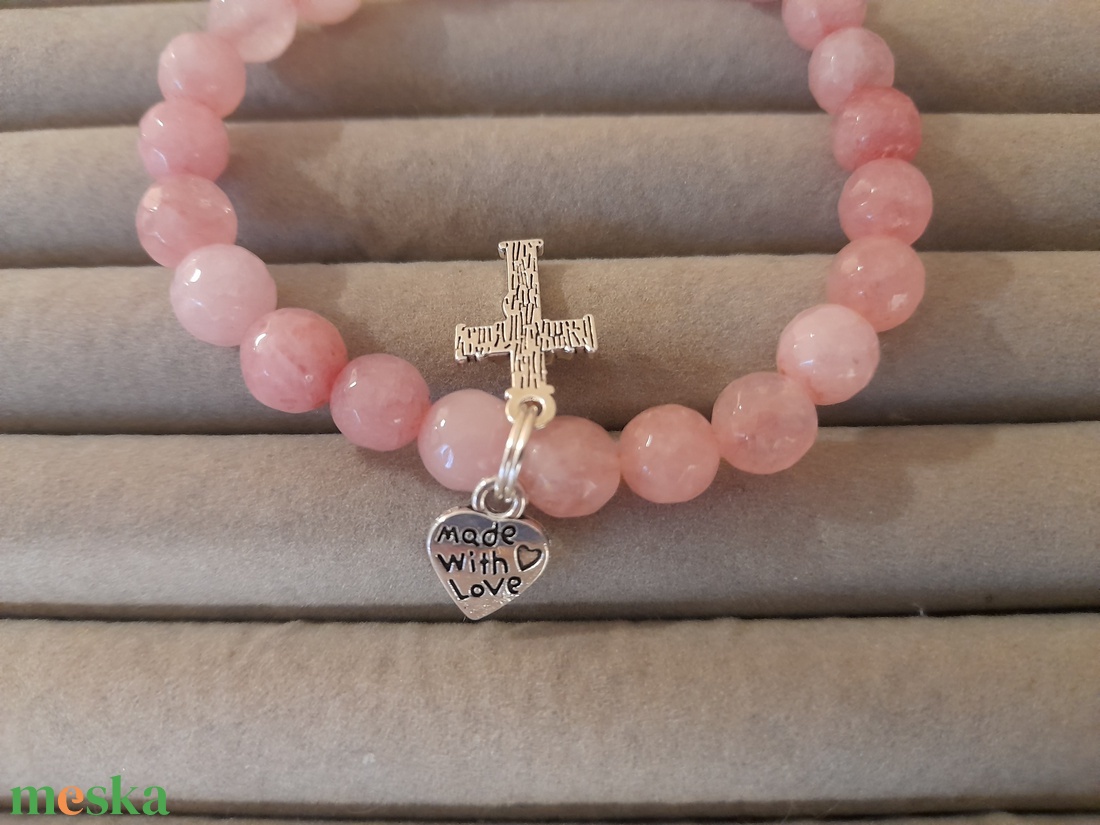 Pink Jade rózsafüzér karkötő 2 - otthon & életmód - vallás - lánc & füzér - Meska.hu