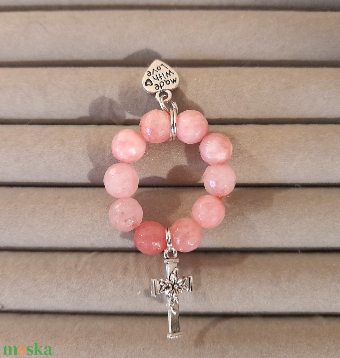 Egy tizedes rózsafüzér vagy kulcstartó - fehér Jade - otthon & életmód - vallás - lánc & füzér - Meska.hu