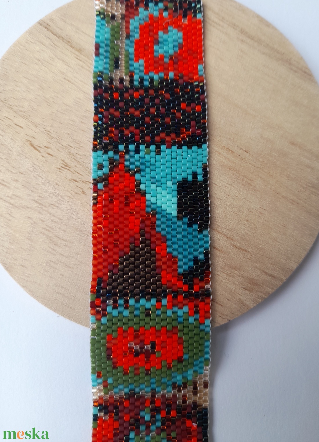 Peyote karkötő absztrakt mintával - ékszer - karkötő - széles karkötő - Meska.hu