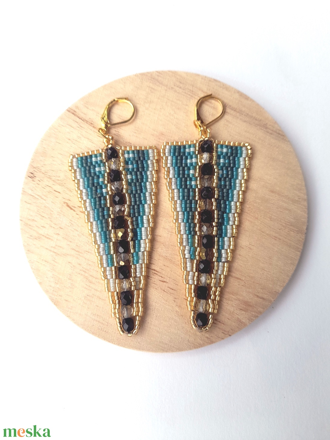 Heliks - peyot / gyöngyfűzött fülbevaló - ékszer - fülbevaló - lógó csepp fülbevaló - Meska.hu