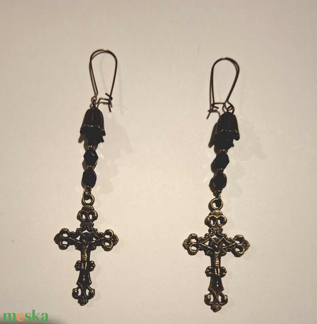 Rózsafüzér fülbevaló - ékszer - fülbevaló - lógó fülbevaló - Meska.hu