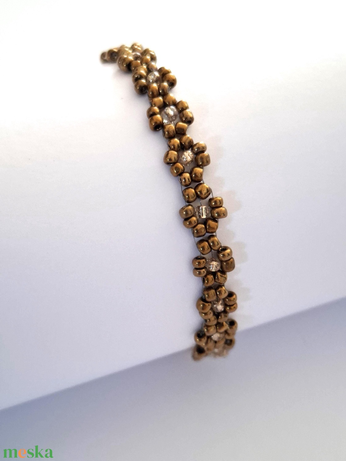 Vintage hatású bohó virág karkötő - ékszer - karkötő - gyöngyös karkötő - Meska.hu