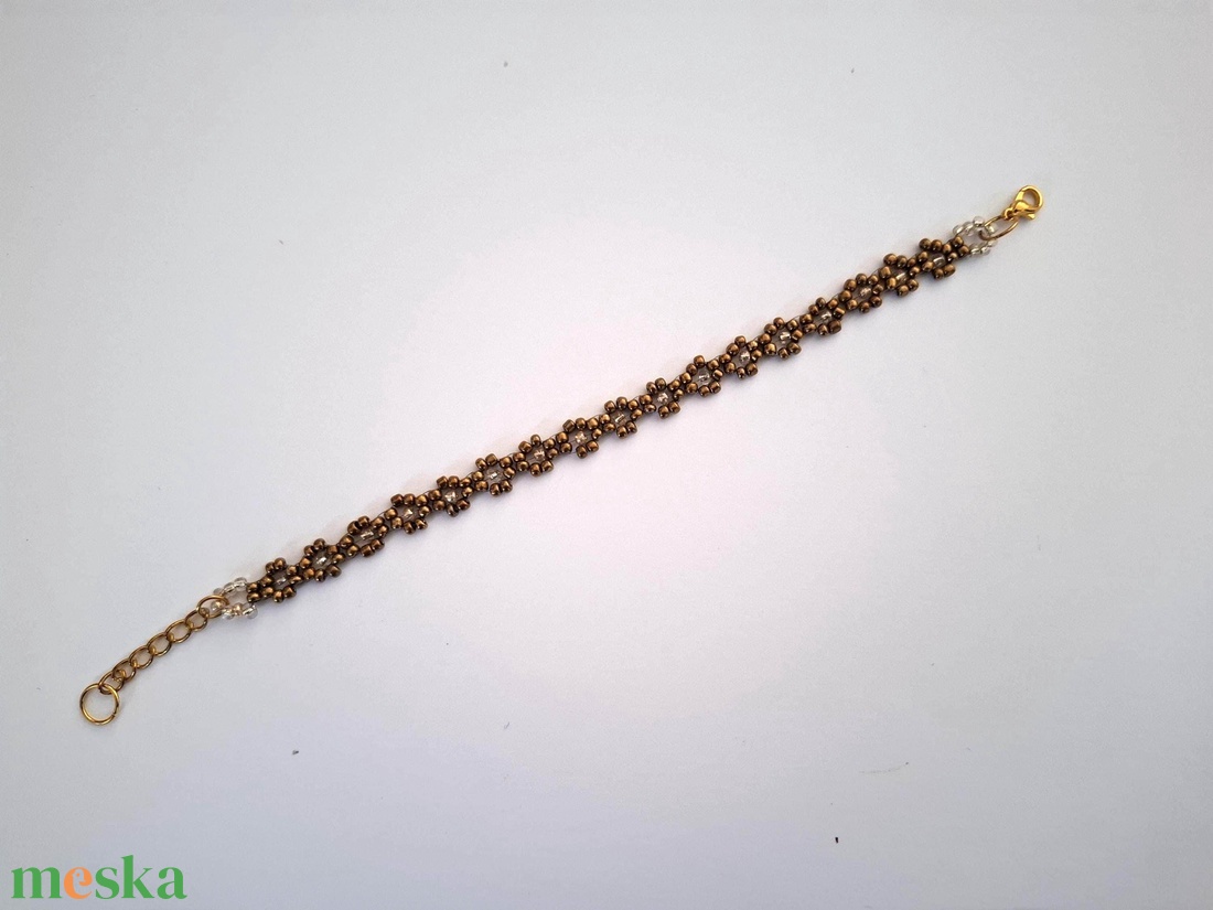 Vintage hatású bohó virág karkötő - ékszer - karkötő - gyöngyös karkötő - Meska.hu