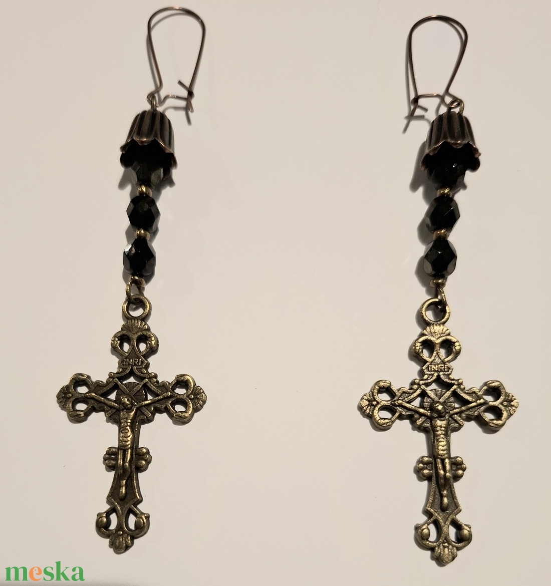 Rózsafüzér fülbevaló - ékszer - fülbevaló - lógó fülbevaló - Meska.hu