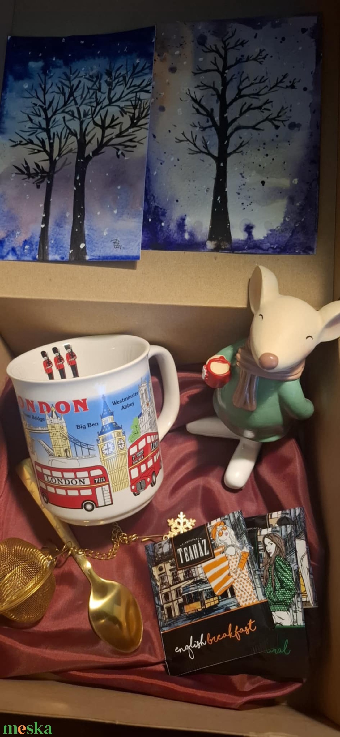 Londoni gyűjtői bögrés, teázós, bekuckózós ajándékdoboz - otthon & életmód - papír, írószer - ajándékozás kellékei - ajándékzsák, csomagolás - Meska.hu