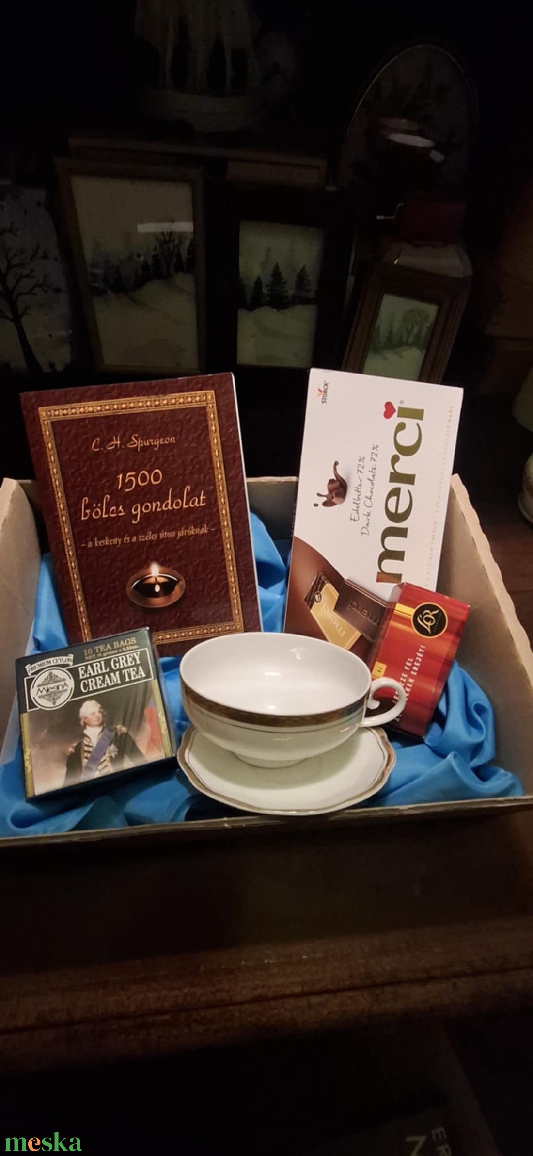 Keresztény könyves, teázós, kávés, csészés ajándékdoboz - otthon & életmód - papír, írószer - ajándékozás kellékei - ajándékzsák, csomagolás - Meska.hu