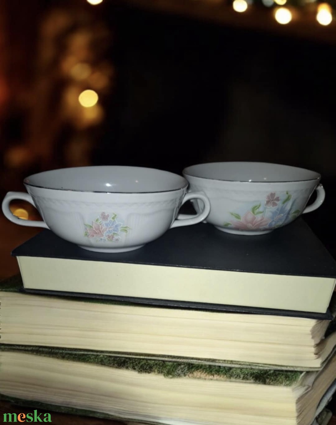 Porcelán levescsészés vintage képkeretes ajándékdoboz - otthon & életmód - papír, írószer - ajándékozás kellékei - ajándékzsák, csomagolás - Meska.hu