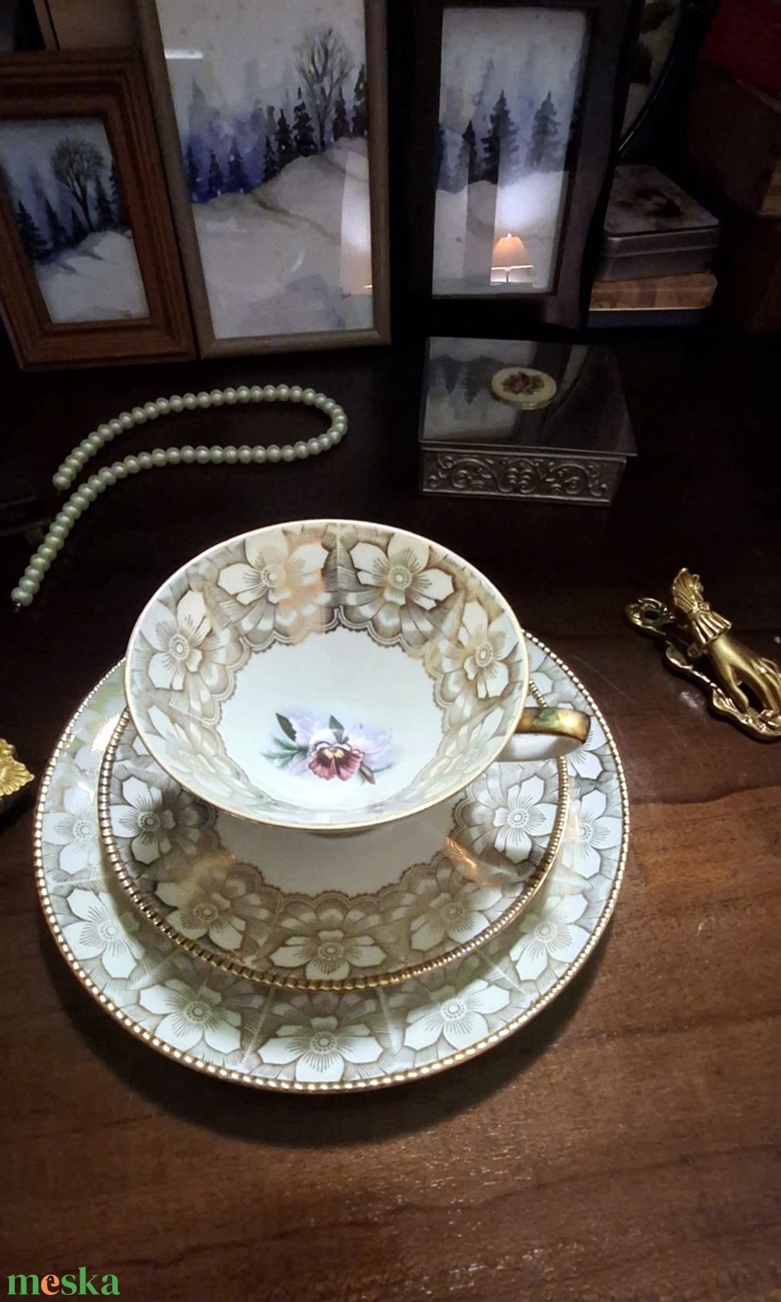 Gyönyörű szép porcelán teázós, kávézós előkelő vintage hölgy ajándékdoboz - otthon & életmód - papír, írószer - ajándékozás kellékei - ajándékzsák, csomagolás - Meska.hu