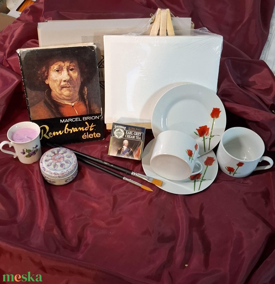 Művész ajándékcsomag porcelánnal, teás, csésze szettes ajándékdoboz - otthon & életmód - papír, írószer - ajándékozás kellékei - ajándékzsák, csomagolás - Meska.hu