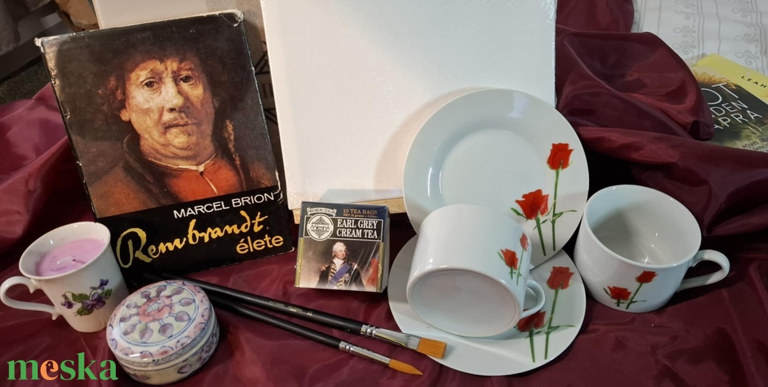 Művész ajándékcsomag porcelánnal, teás, csésze szettes ajándékdoboz - otthon & életmód - papír, írószer - ajándékozás kellékei - ajándékzsák, csomagolás - Meska.hu