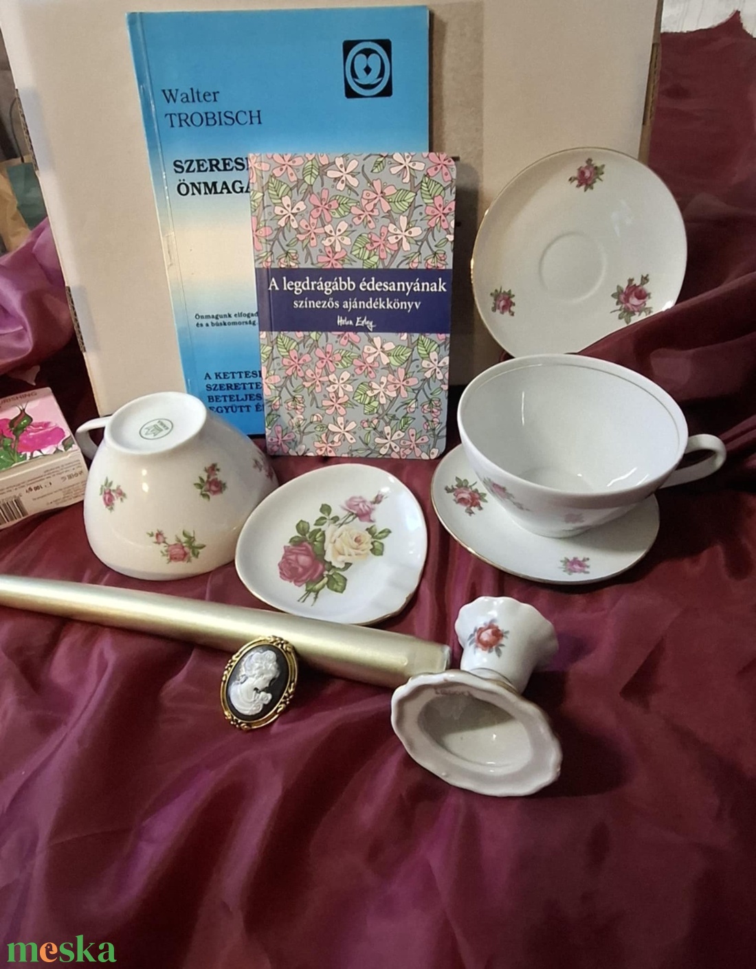 Önszeretet porcelános gyertyás teás ajándékdoboz - otthon & életmód - papír, írószer - ajándékozás kellékei - ajándékzsák, csomagolás - Meska.hu