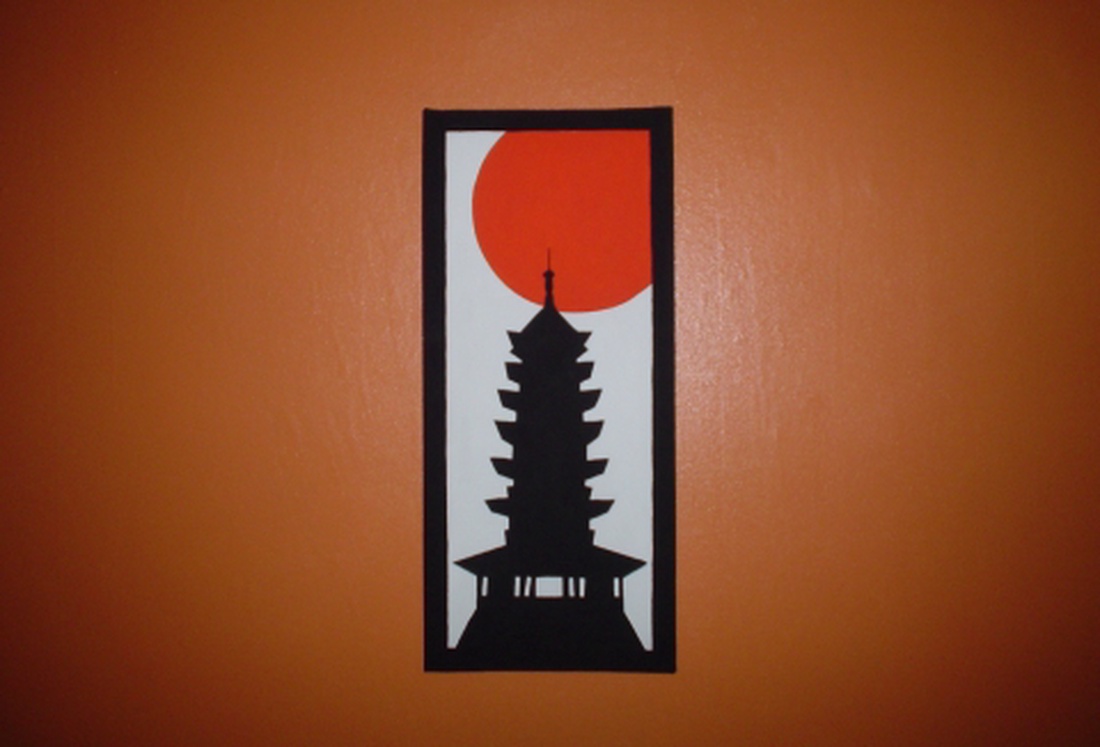 Modern festmény - Japán pagoda -  - Meska.hu