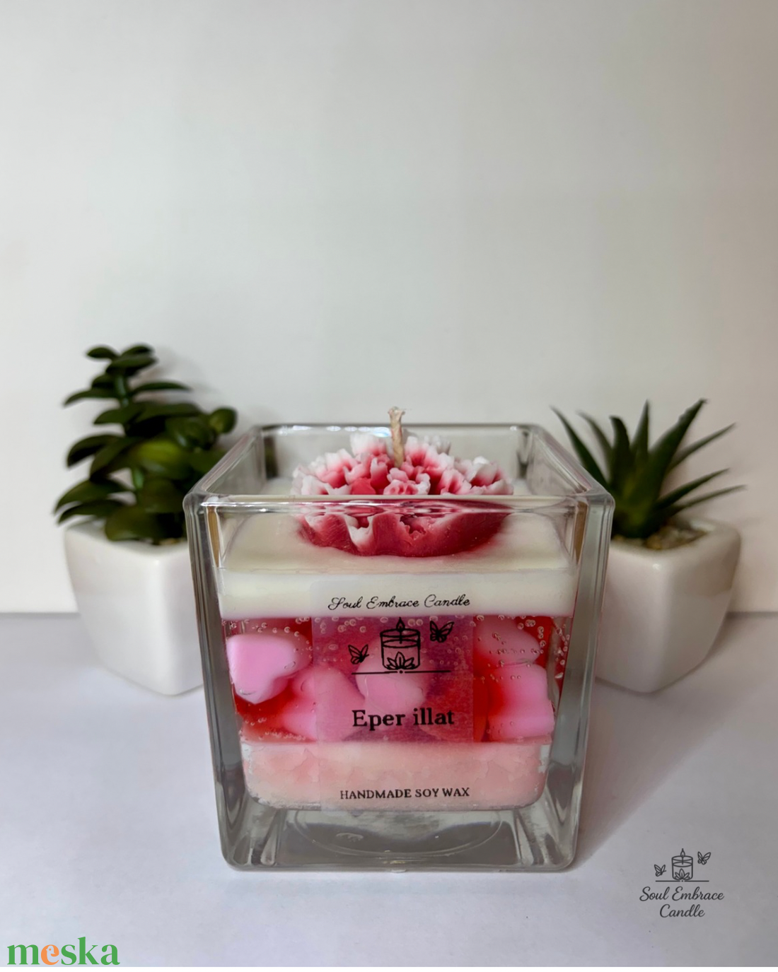 Szivecskés gyertya üvegben - otthon & életmód - gyertya, illat, aroma - gyertya - Meska.hu