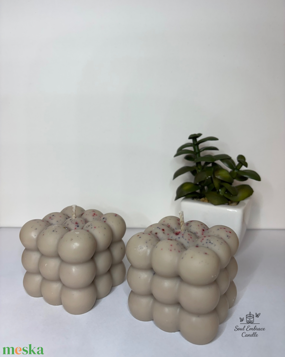Bézs színű bubble gyertya - otthon & életmód - gyertya, illat, aroma - gyertya - Meska.hu