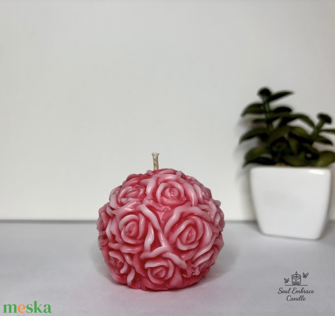 Rózsa golyó gyertya - otthon & életmód - gyertya, illat, aroma - gyertya - Meska.hu