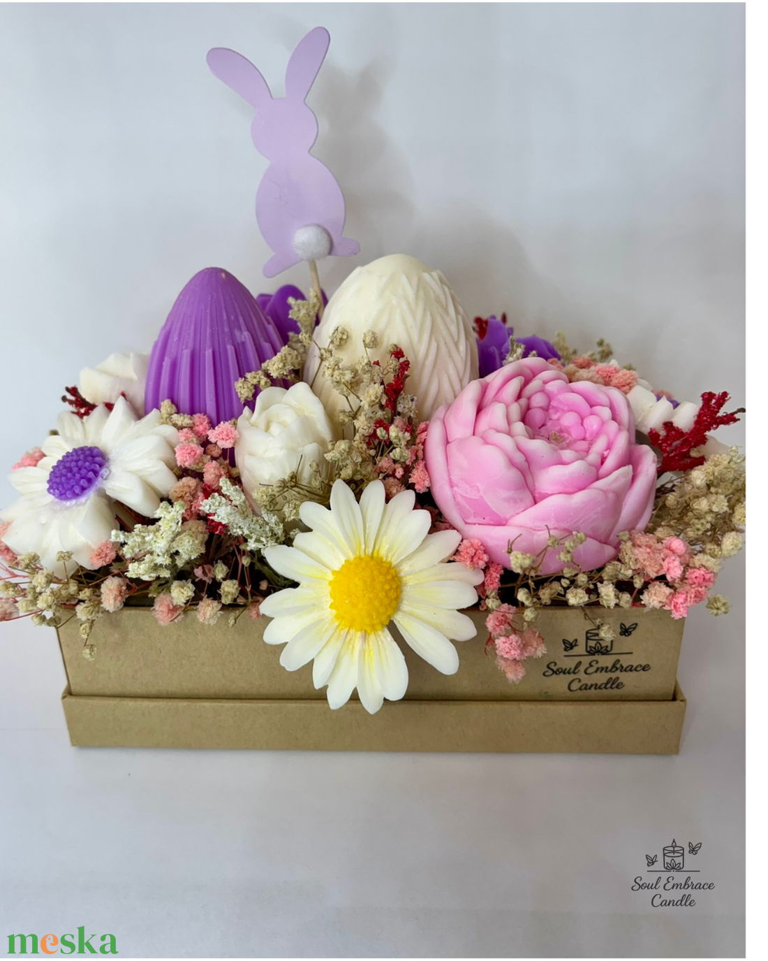 Gyertya Virág Box-Húsvéti - ünnepi díszek, dekorációk - húsvéti díszek és dekorációk - húsvéti gyertya - Meska.hu