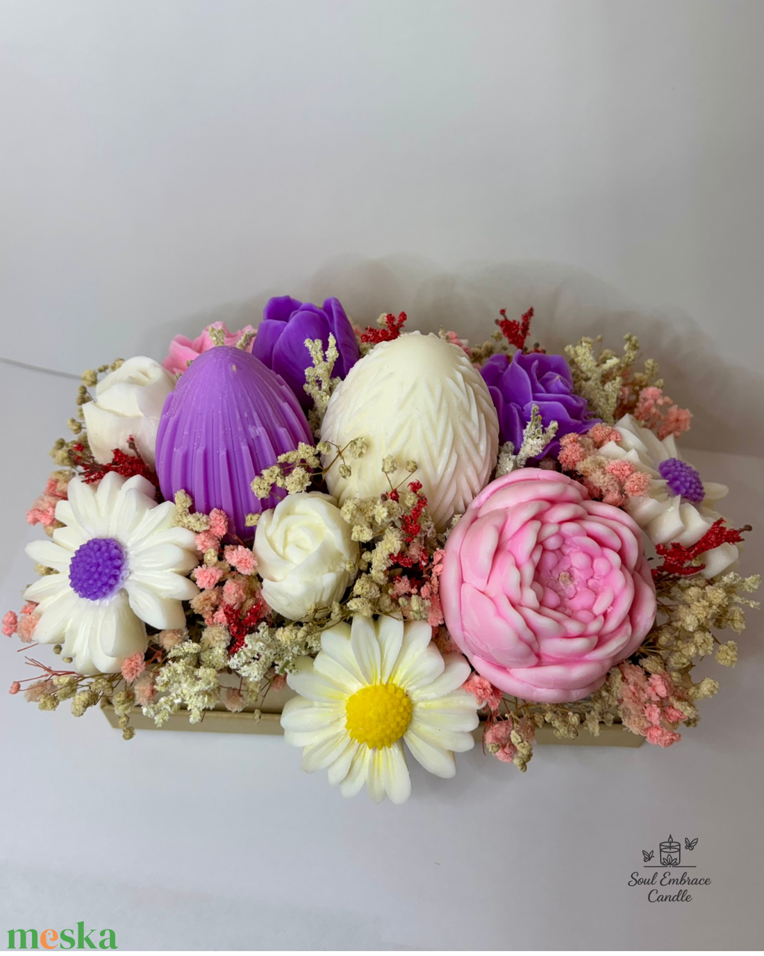 Gyertya Virág Box-Húsvéti - ünnepi díszek, dekorációk - húsvéti díszek és dekorációk - húsvéti gyertya - Meska.hu