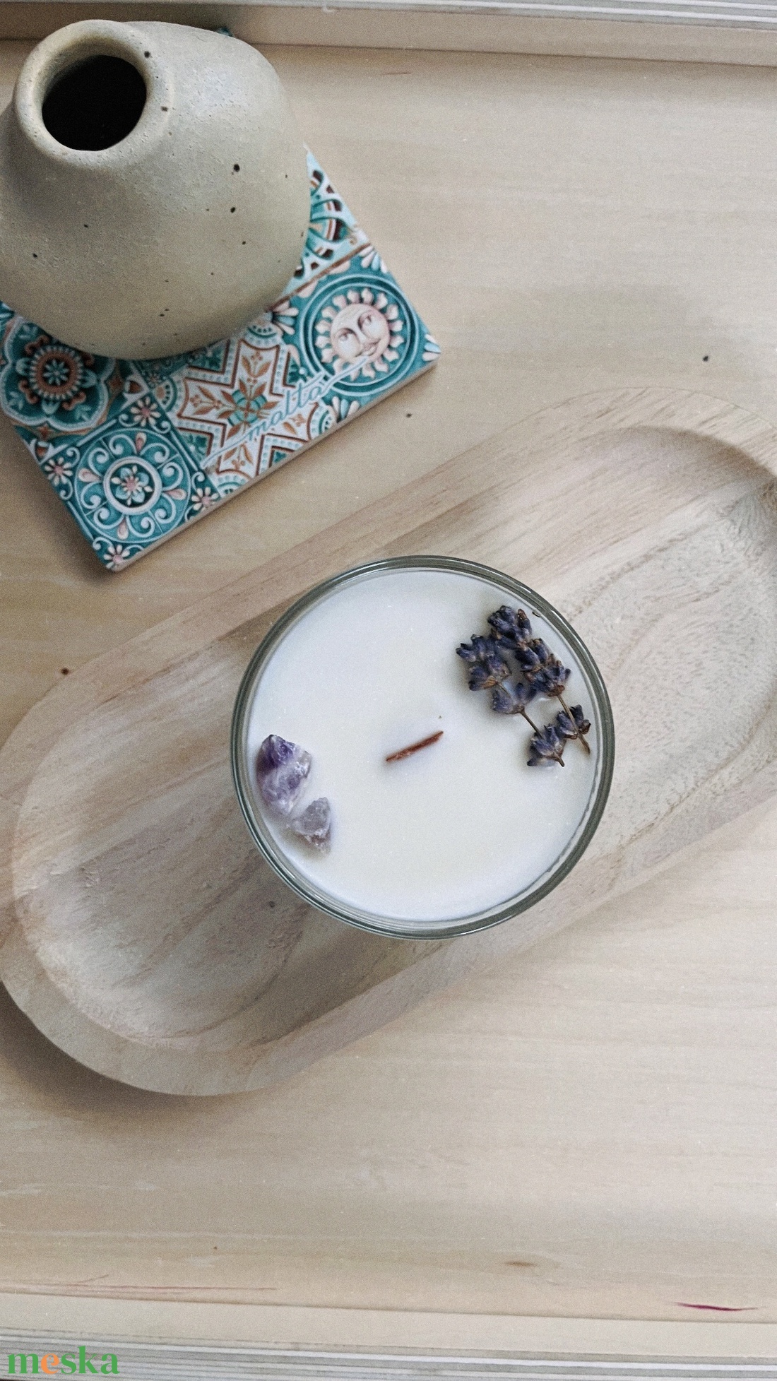 Levendulás kézműves szójaviasz gyertya - otthon & életmód - gyertya, illat, aroma - gyertya - Meska.hu
