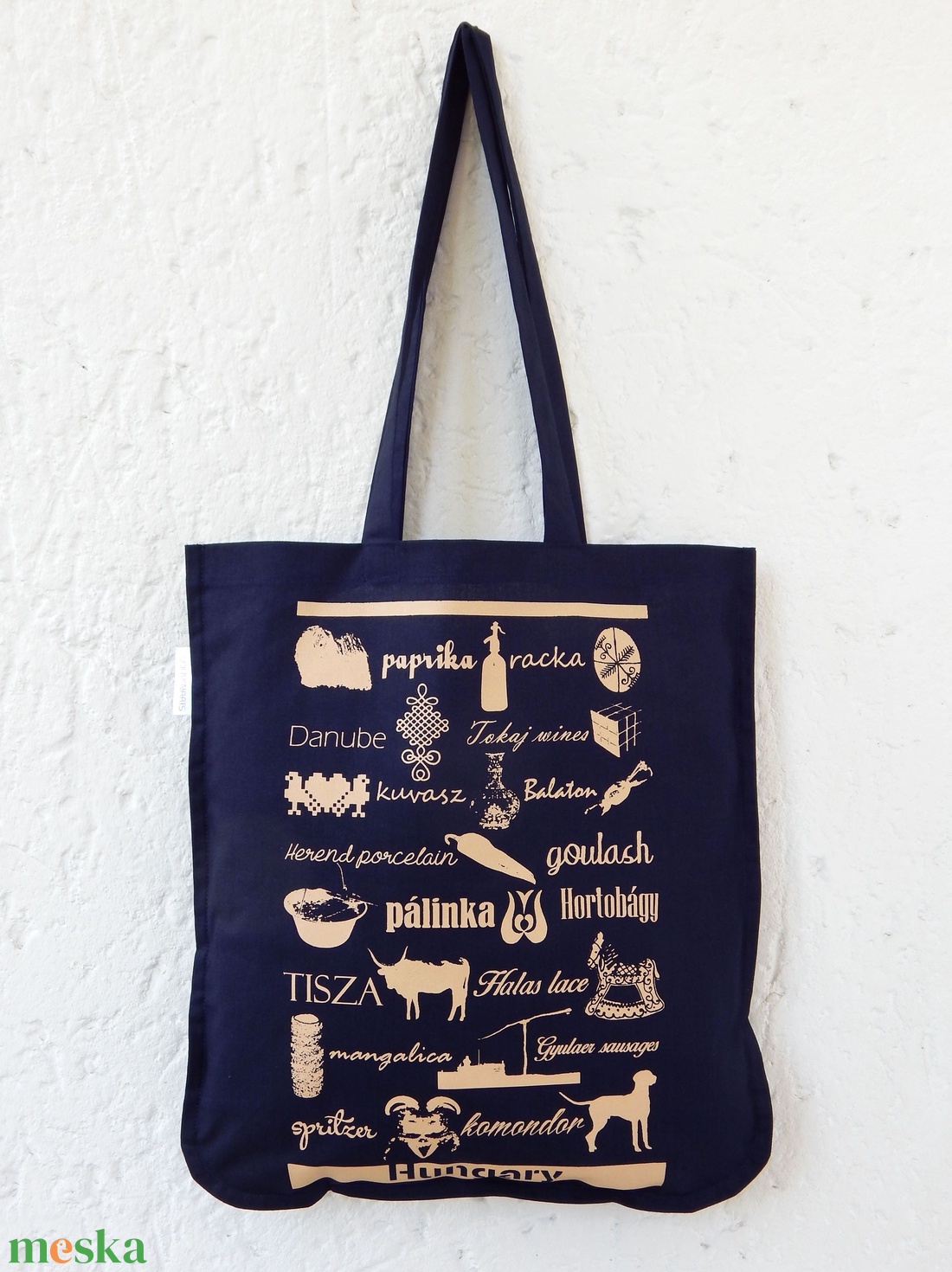 Jelképekszatyor  sötétkék - táska & tok - bevásárlás & shopper táska - shopper, textiltáska, szatyor - Meska.hu