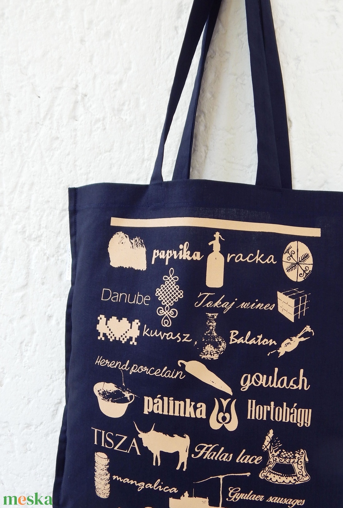 Jelképekszatyor  sötétkék - táska & tok - bevásárlás & shopper táska - shopper, textiltáska, szatyor - Meska.hu