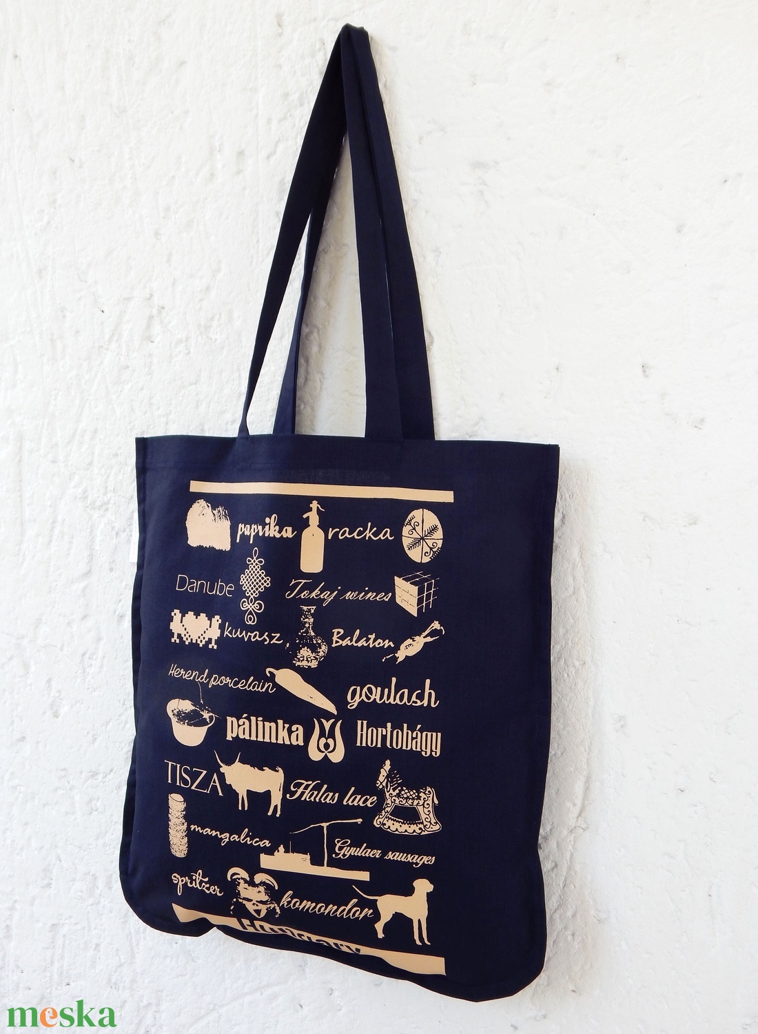 Jelképekszatyor  sötétkék - táska & tok - bevásárlás & shopper táska - shopper, textiltáska, szatyor - Meska.hu