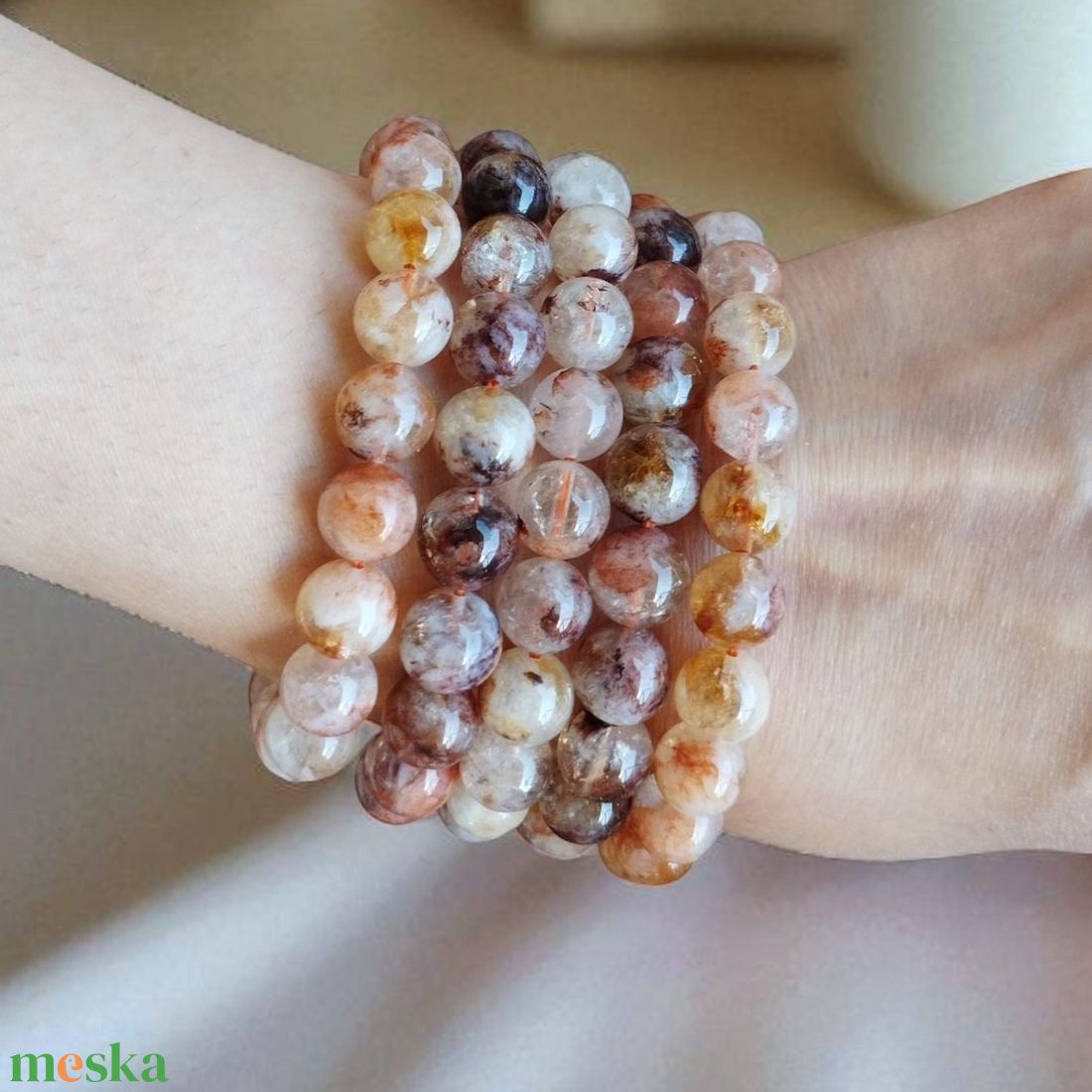 Citrin-tűzkvarc karkötő  - ékszer - karkötő - ásványkarkötő - Meska.hu