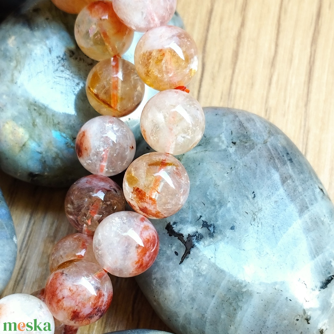 Citrin-tűzkvarc karkötő  - ékszer - karkötő - ásványkarkötő - Meska.hu