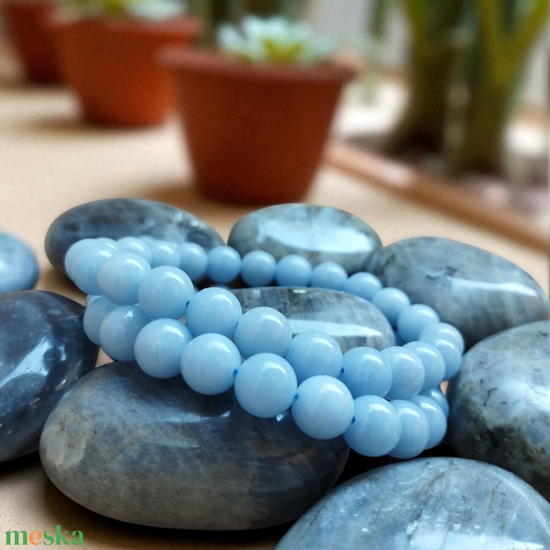 Angelit karkötő  - ékszer - karkötő - ásványkarkötő - Meska.hu