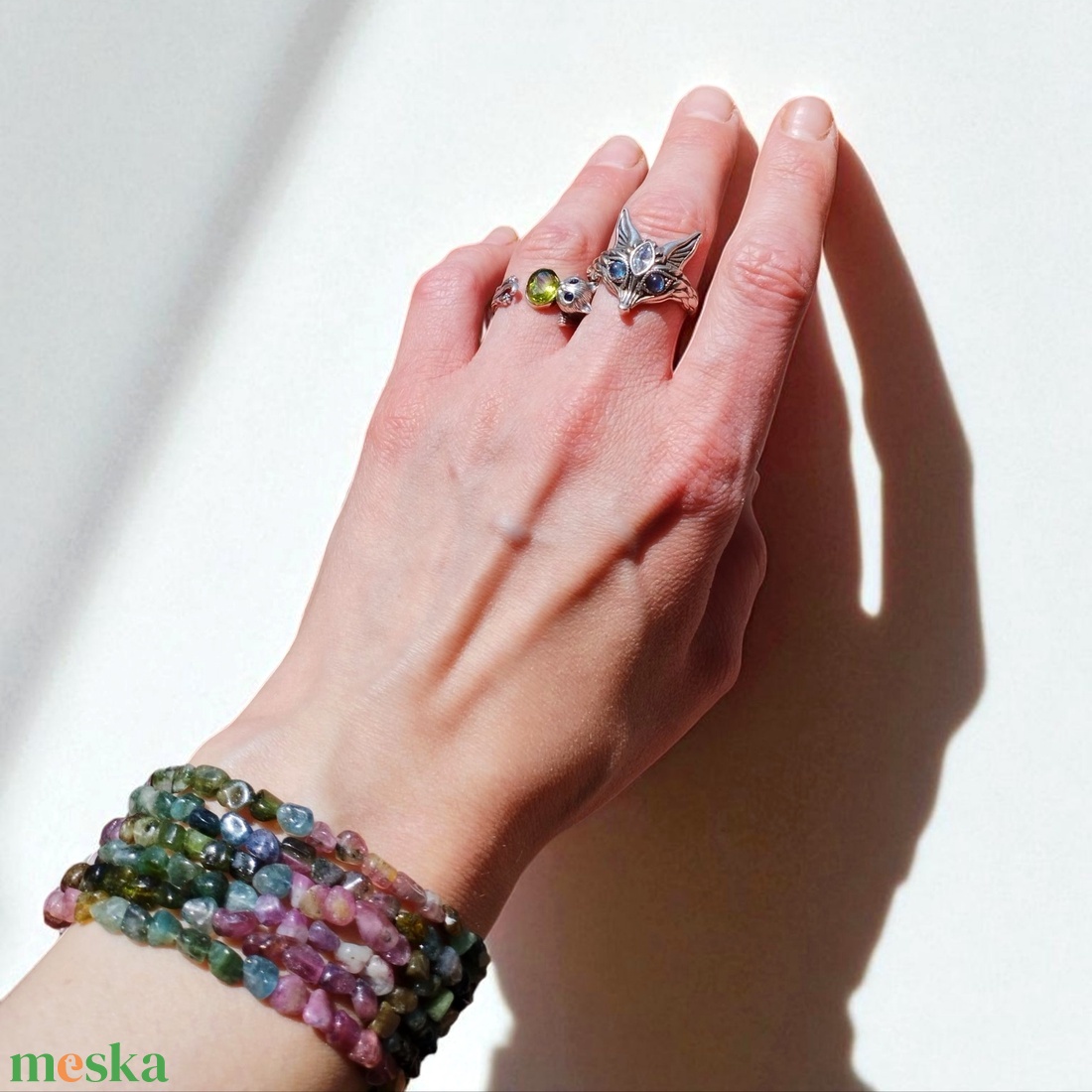 Színyes turmalin karkötő  - ékszer - karkötő - ásványkarkötő - Meska.hu