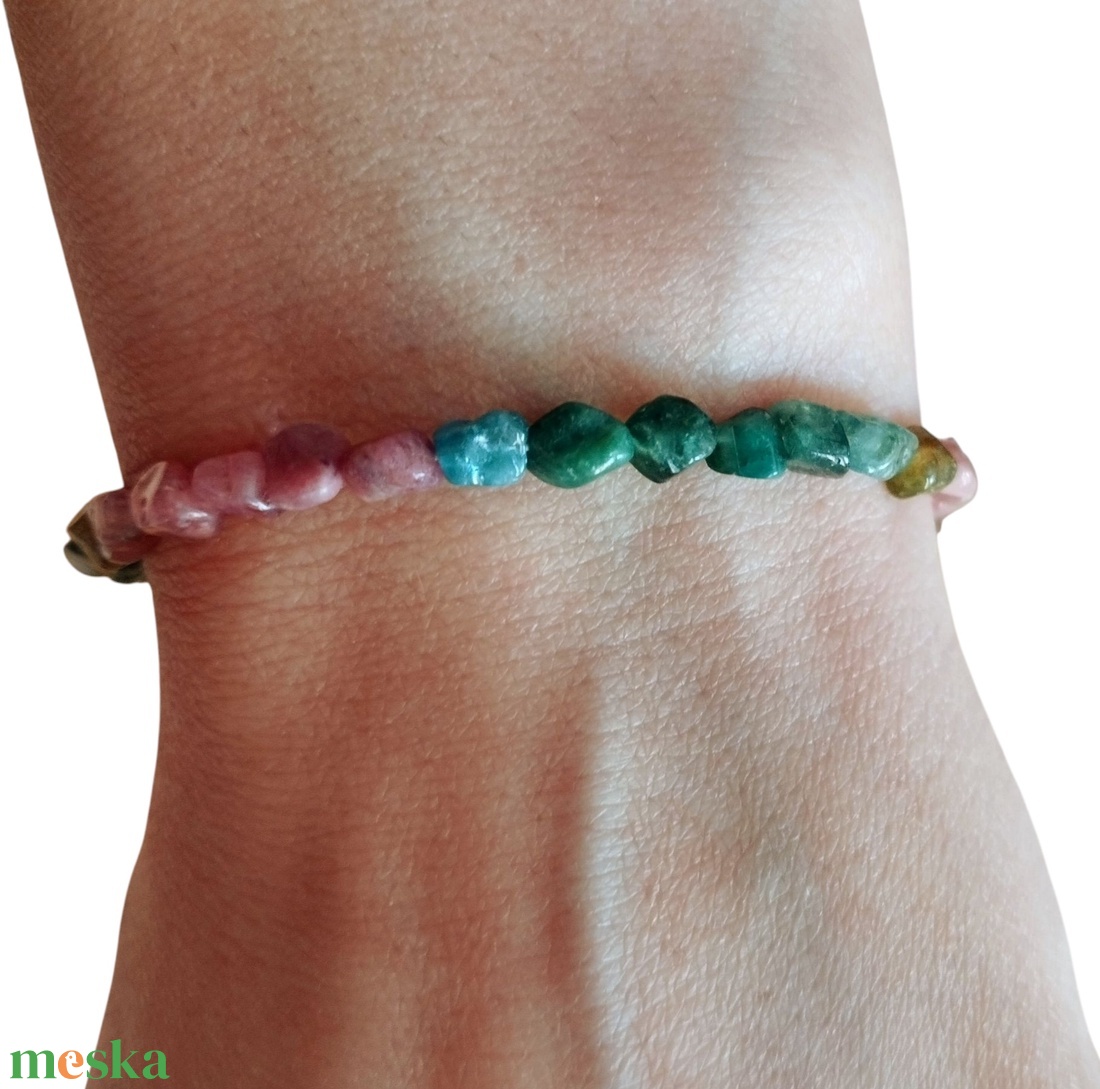 Színyes turmalin karkötő  - ékszer - karkötő - ásványkarkötő - Meska.hu