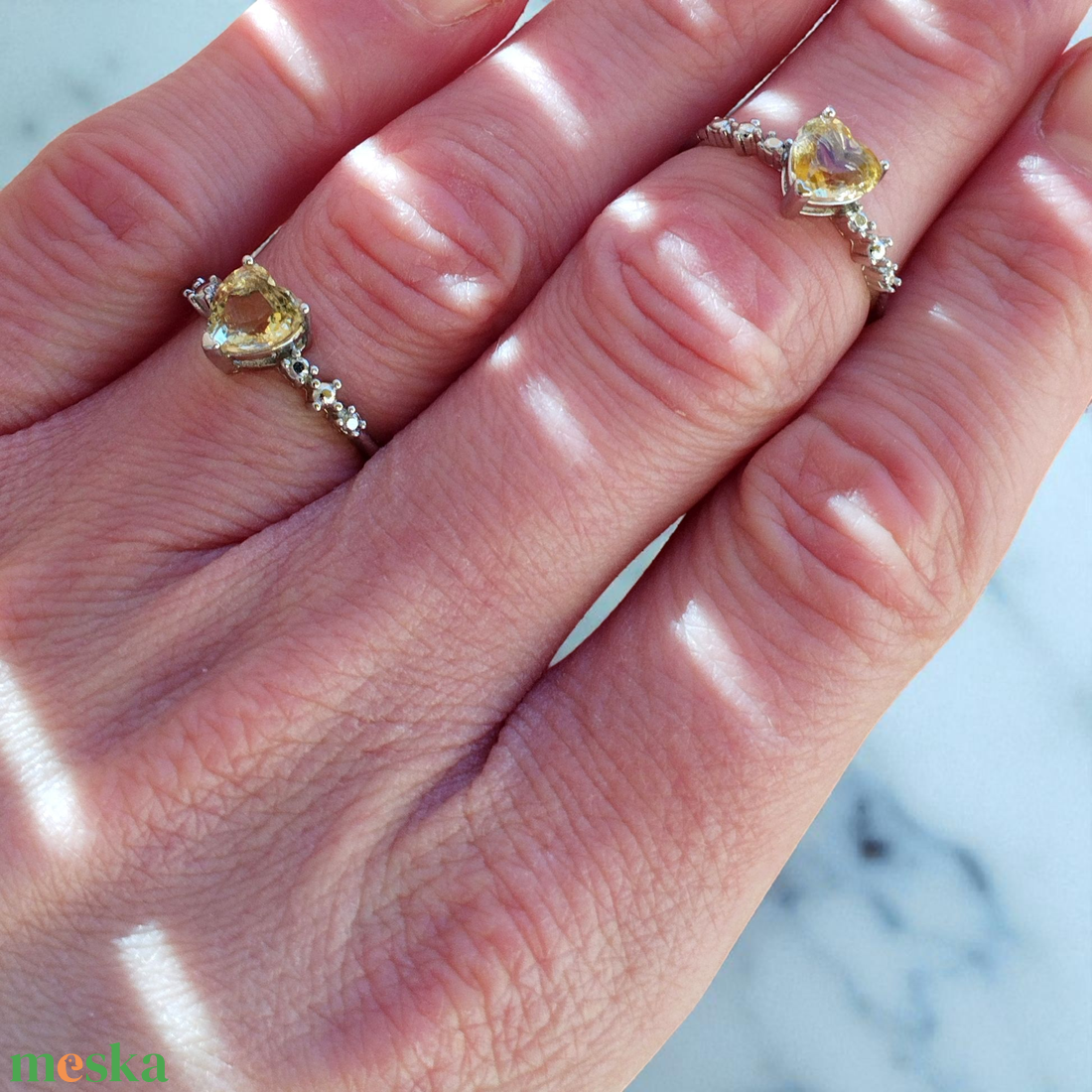 Citrin gyűrű (citrin szív) - ékszer - gyűrű - szoliter gyűrű - Meska.hu