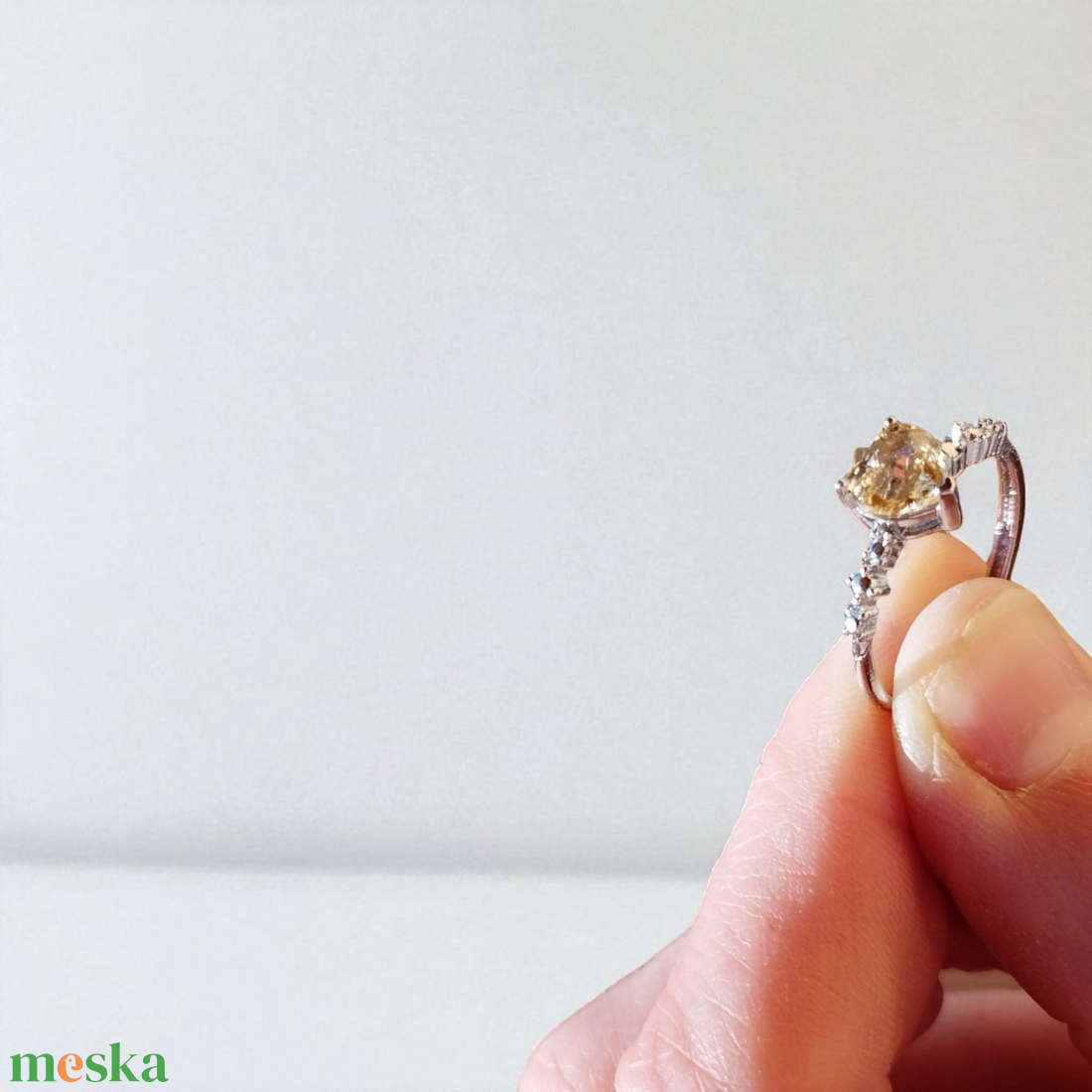 Citrin gyűrű (citrin szív) - ékszer - gyűrű - szoliter gyűrű - Meska.hu