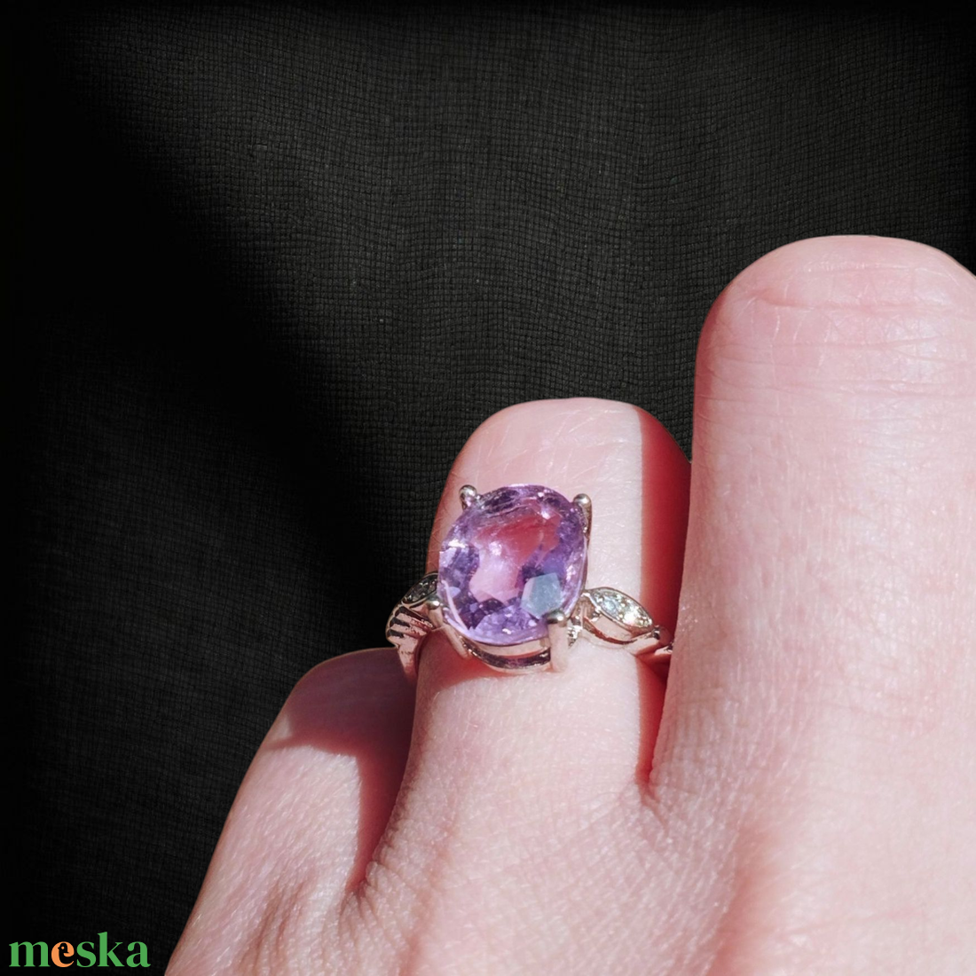 Ametiszt gyűrű  - ékszer - gyűrű - szoliter gyűrű - Meska.hu