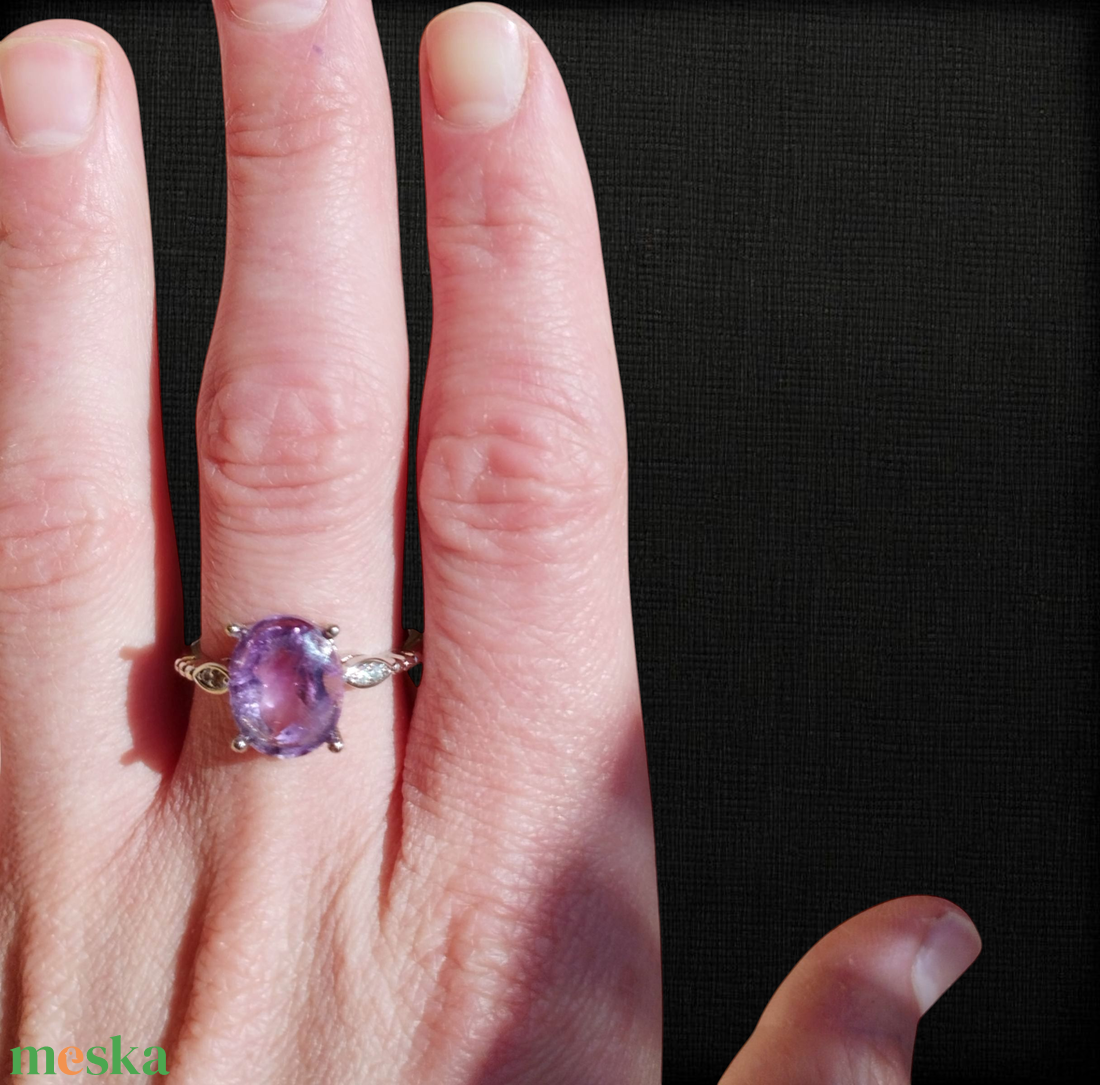 Ametiszt gyűrű  - ékszer - gyűrű - szoliter gyűrű - Meska.hu