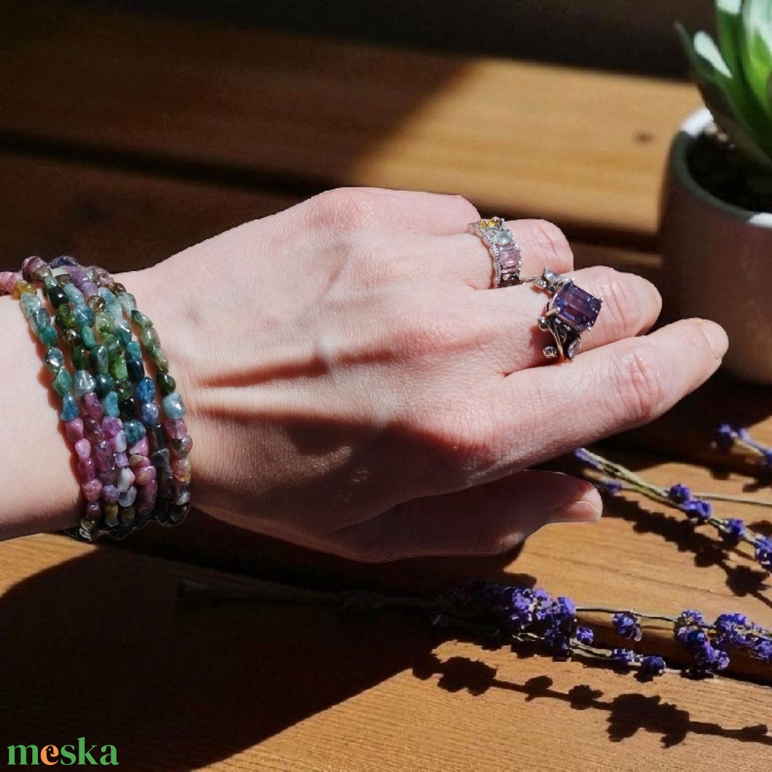 Ametiszt gyűrű Sterling 925 ezüstben (egyedi darab!) - ékszer - gyűrű - szoliter gyűrű - Meska.hu