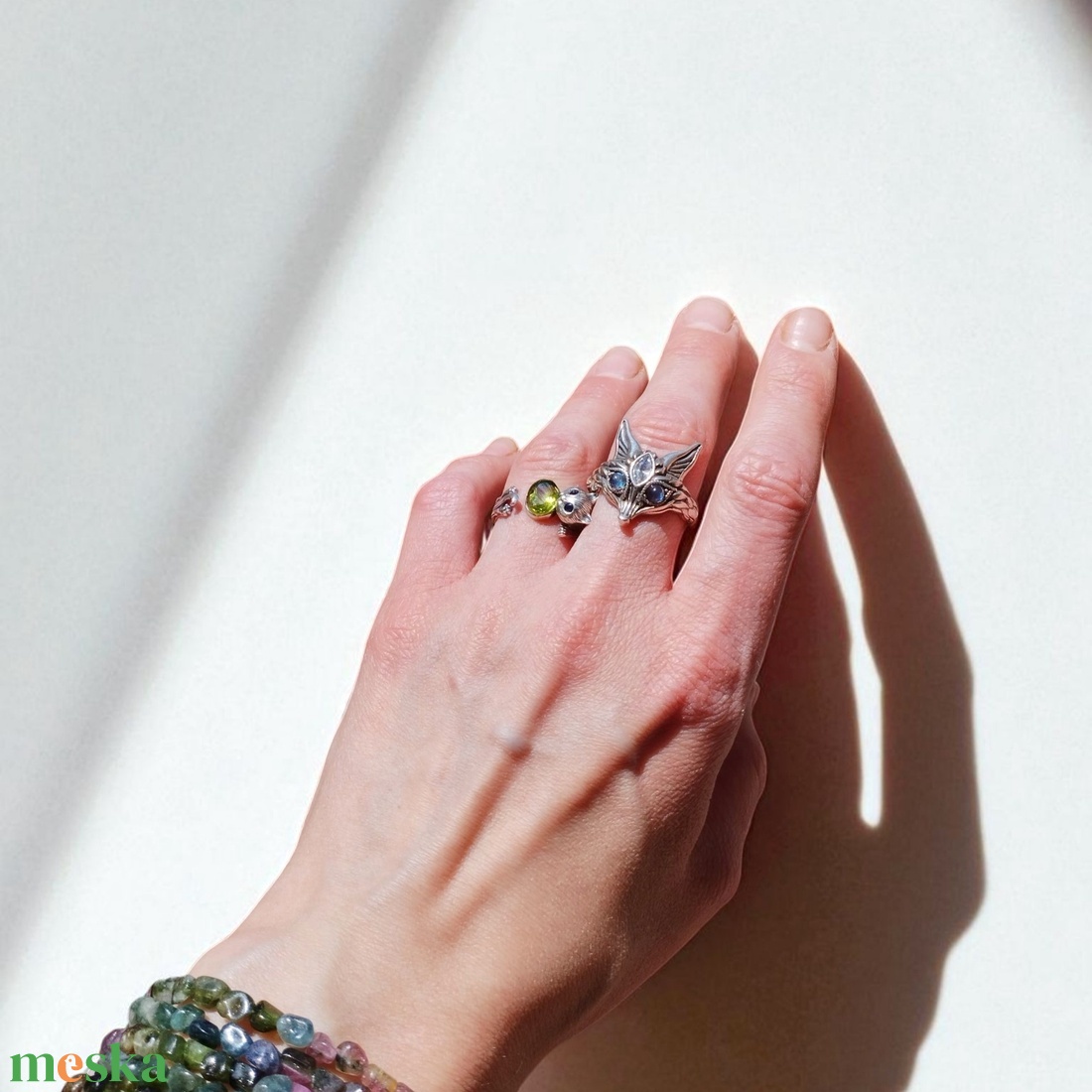 Peridot gyűrű Sterling 925 ezüstben  - ékszer - gyűrű - figurális gyűrű - Meska.hu