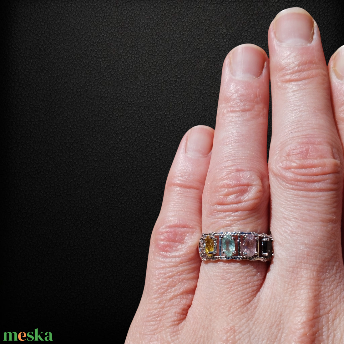 4 köves, színes turmalin gyűrű - ékszer - gyűrű - többköves gyűrű - Meska.hu
