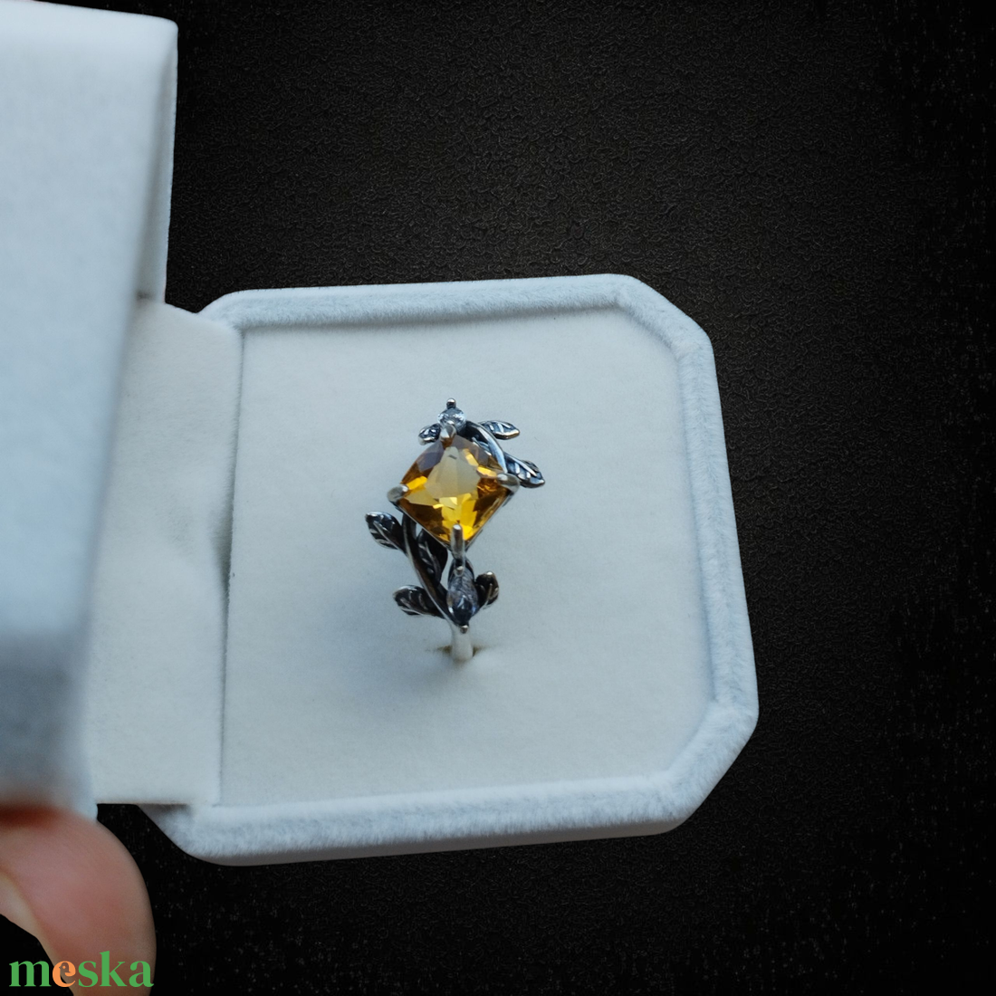 Citrin gyűrű Sterling 925 ezüstben  - ékszer - gyűrű - szoliter gyűrű - Meska.hu