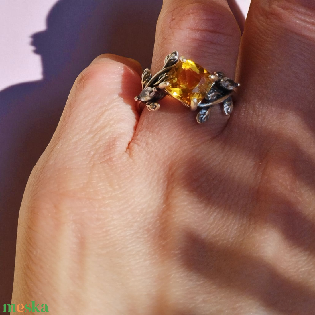 Citrin gyűrű Sterling 925 ezüstben  - ékszer - gyűrű - szoliter gyűrű - Meska.hu
