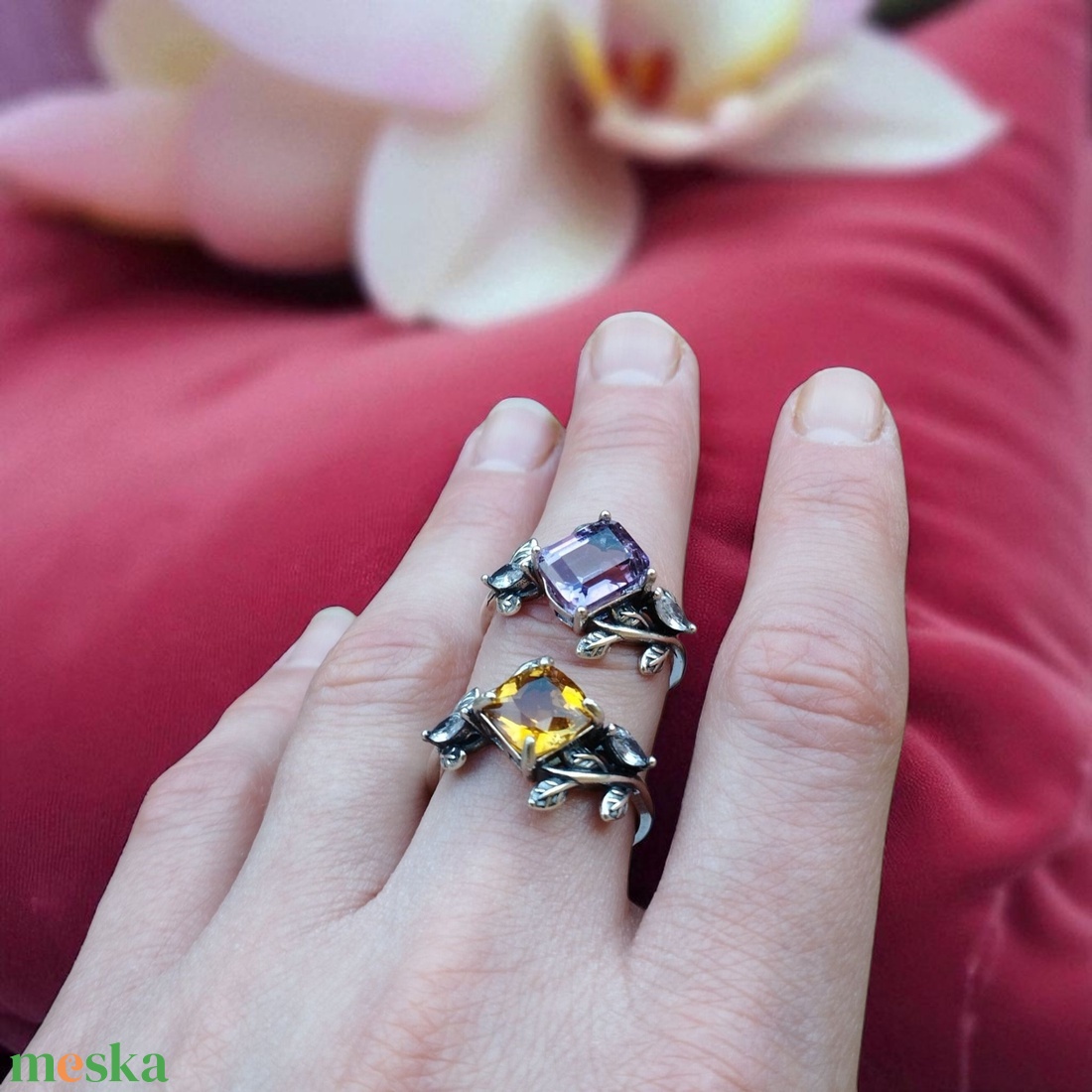 Citrin gyűrű Sterling 925 ezüstben  - ékszer - gyűrű - szoliter gyűrű - Meska.hu