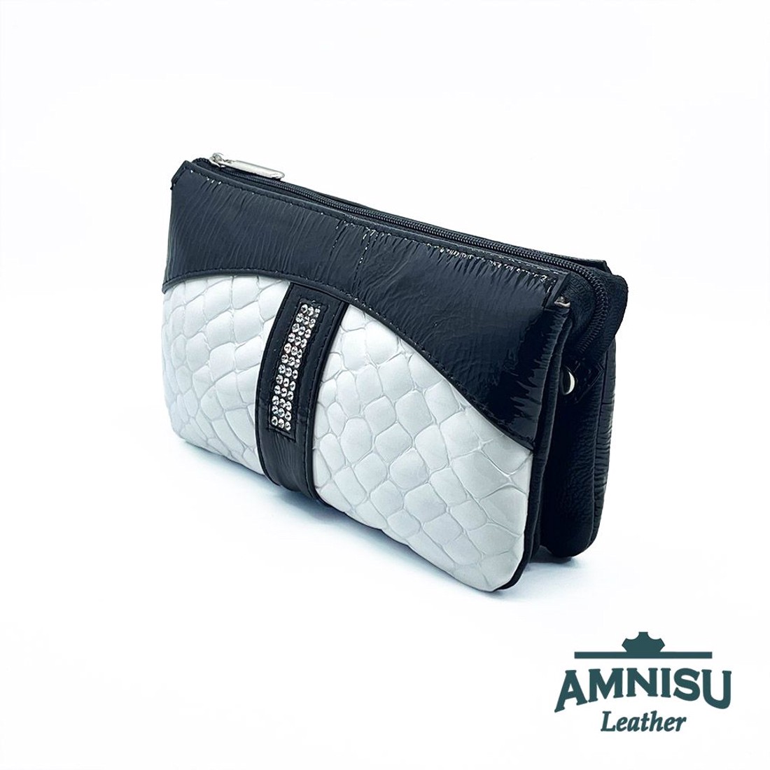 Fekete gyűrt lakk - fehér lakk krokkómintás kristály köves női pénztárca G8007-3013 - táska & tok - pénztárca & más tok - pénztárca - női pénztárca - Meska.hu